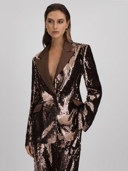 Halston Tailored Sequin Single Breasted Blazer (Q77766) | € 1.025
