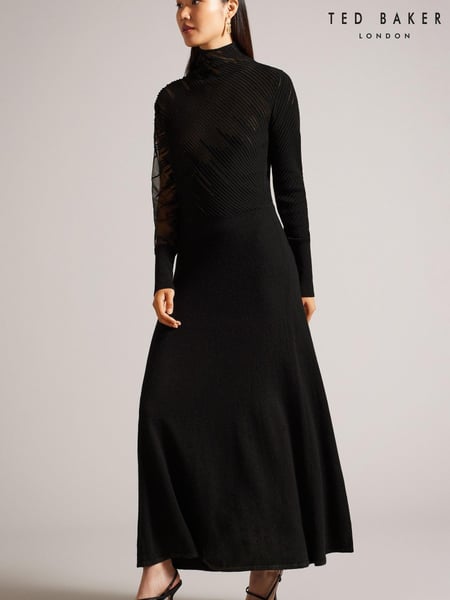 Ted Baker Leonhaa Knitted Maxi Black Dress (Q78130) | € 82