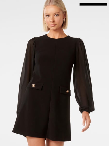 Forever New Black Jessie Sheer Sleeve Mini Dress (Q78818) | € 29