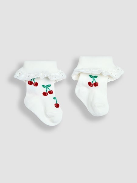 JoJo Maman Bébé Cream Cherry 2-Pack Frilly Socks (Q80262) | € 15