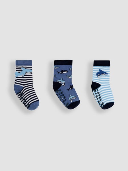 JoJo Maman Bébé Navy 3-Pack Shark Socks (Q80264) | € 15