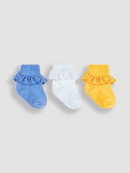 JoJo Maman Bébé Blue 3-Pack Frilly Socks (Q80317) | € 15