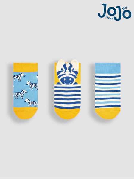 JoJo Maman Bébé Yellow Zebra 3-Pack Safari Socks (Q80350) | € 15