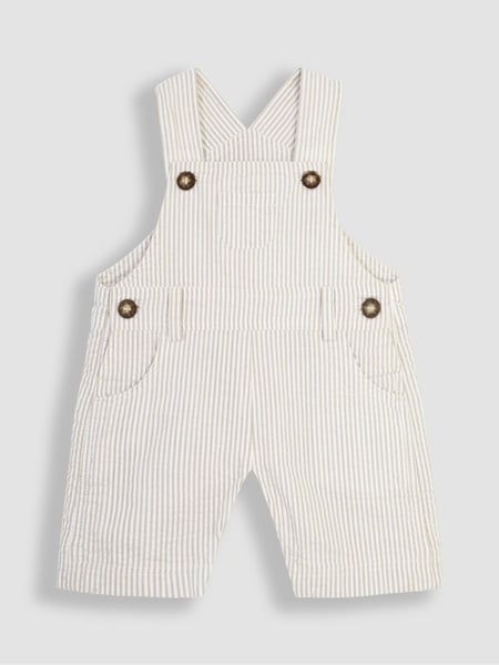 JoJo Maman Bébé Natural Stone Seersucker Stripe Dungarees (Q80687) | € 41 - € 43
