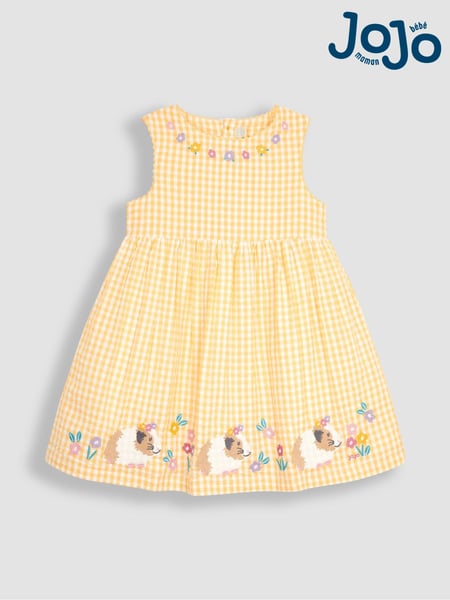 JoJo Maman Bébé Yellow Guinea Pig Appliqué Gingham Summer Dress (Q80861) | € 40