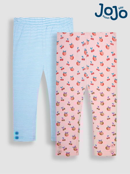 JoJo Maman Bébé Pink Peach & Blue 2-Pack Leggings (Q80862) | € 35