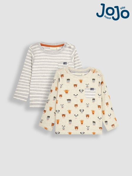 JoJo Maman Bébé Natural Safari Animals 2-Pack Printed Tops (Q80900) | € 34