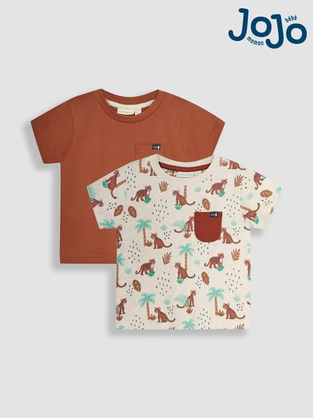JoJo Maman Bébé Natural Tigers 2-Pack Pocket T-Shirts (Q80987) | € 34