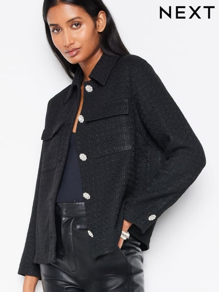 Black Boucle Shacket (Q80995) | € 13