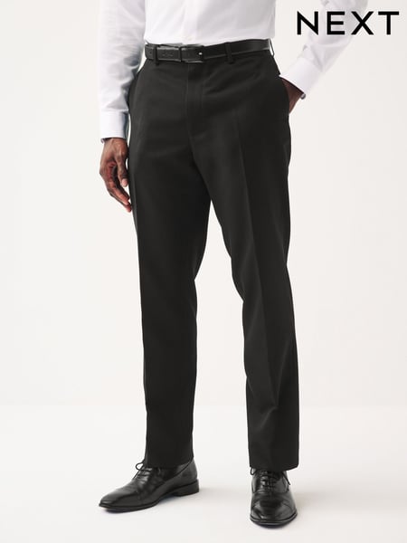 Black Regular Fit Plain Front Smart Trousers (Q81007) | € 16