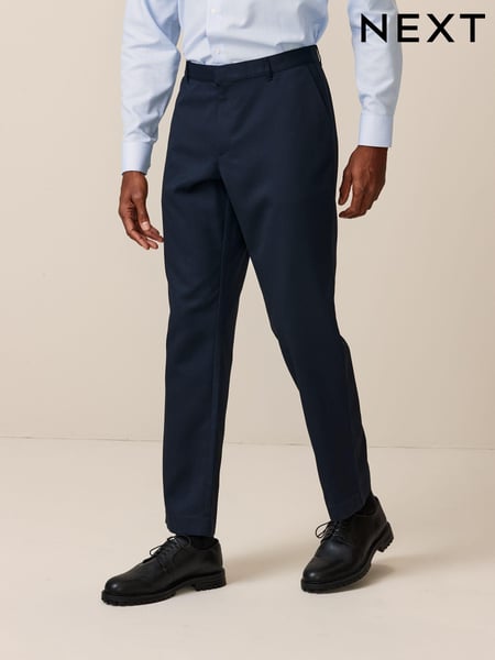 Navy Blue Regular Fit Plain Front Smart Trousers (Q81017) | € 33