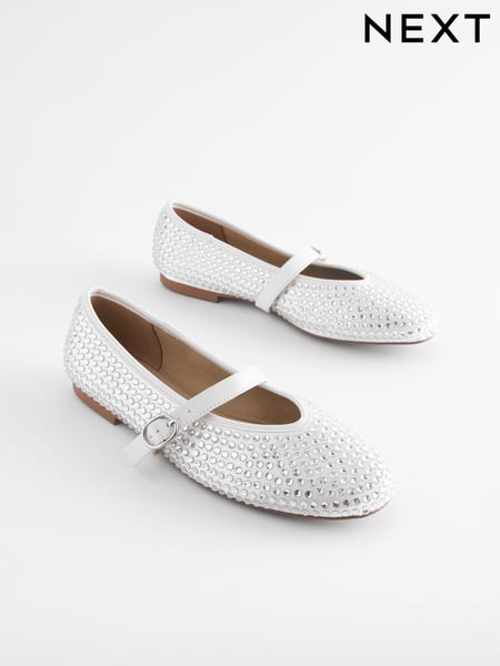 White Forever Comfort® Jewel Mary Jane Shoes (Q81273) | € 10