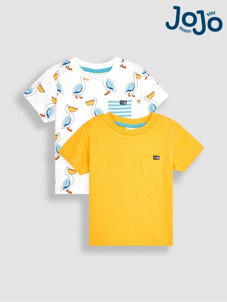 JoJo Maman Bébé White Pelican 2-Pack Pocket T-Shirts (Q81688) | € 34