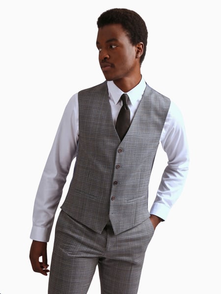 Ted Baker Tailoring Grey Miken Slim Fit Check Waistcoat (Q82079) | € 86