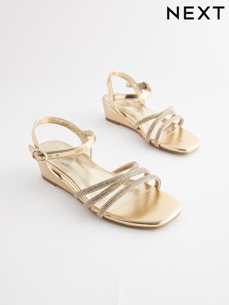 Gold Strappy Wedge Sandals (Q82767) | € 14 - € 18