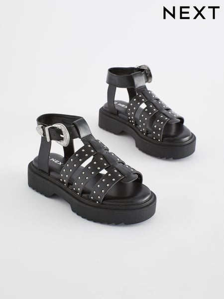 Black Western Studded Chunky Gladiator Sandals (Q82773) | € 15 - € 20