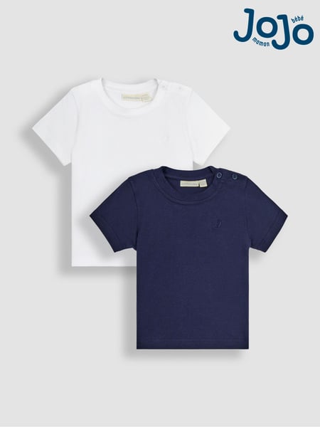 JoJo Maman Bébé Navy Blue Plain 2-Pack T-Shirts (Q82932) | € 24 - € 29
