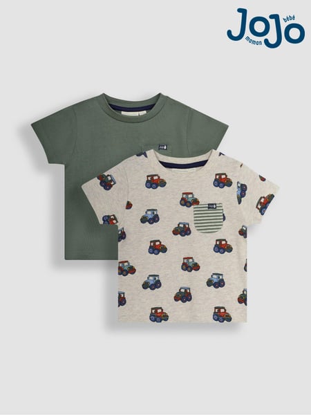 JoJo Maman Bébé Natural Tractor 2-Pack Pocket T-Shirts (Q83015) | € 31