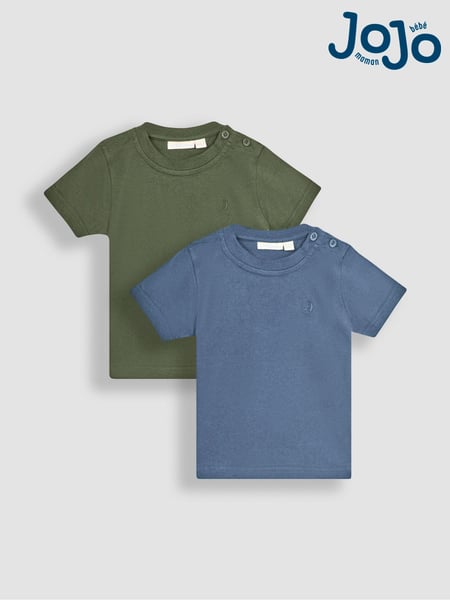 JoJo Maman Bébé Denim Blue Plain 2-Pack T-Shirts (Q83026) | € 22