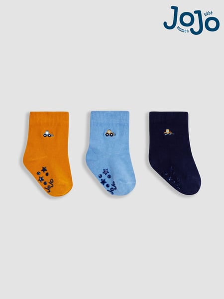 JoJo Maman Bébé Blue Digger 3-Pack Embroidered Socks (Q83230) | € 15