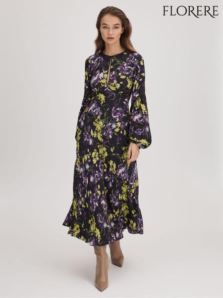 Florere Printed Blouson Sleeve Midi Dress (Q83366) | € 387