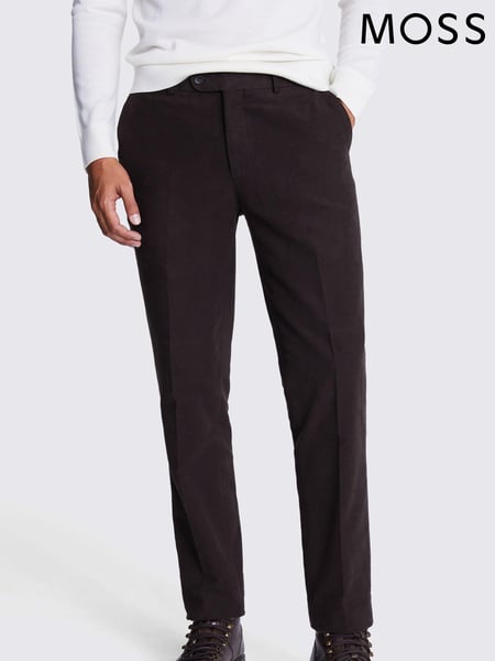 MOSS Brown Tailored Fit Moleskin 100% Cotton Trousers (Q83750) | € 125