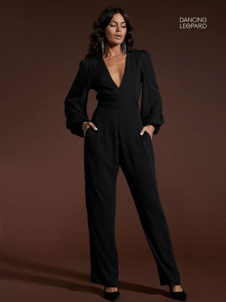 Dancing Leopard Holly Tie Waist Black Jumpsuit (Q84224) | € 38