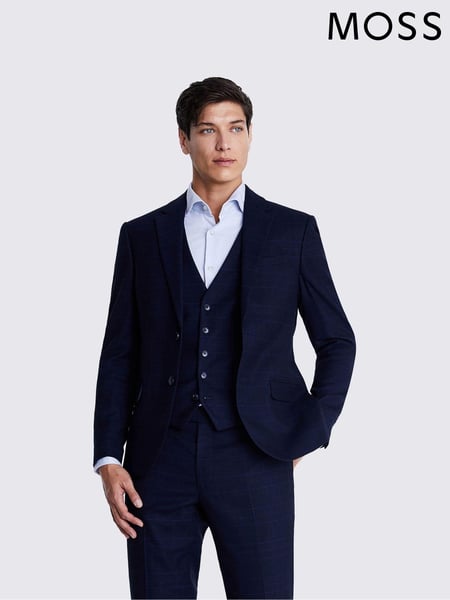 MOSS Ink Blue Slim Fit Check Jacket (Q84654) | € 116