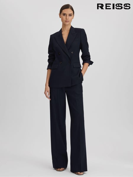 Reiss Navy Harley Wool Blend Wide Leg Suit Trousers (Q85744) | € 234