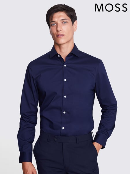MOSS Blue Slim Stretch Shirt (Q85808) | € 55
