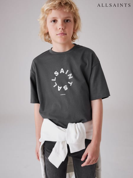 smALLSAINTS Charcoal Grey Tierra Oversized Crew Logo 100% Cotton T-Shirt (Q86178) | € 15 - € 18
