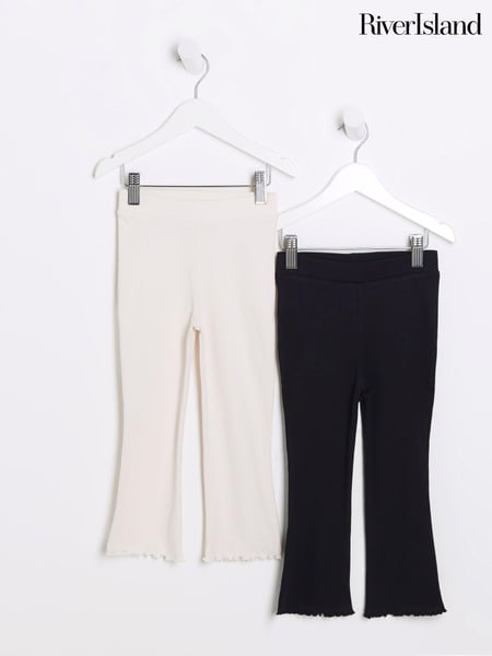 River Island White/Black Girls 100% Cotton Kickflare Trousers (Q88433) | € 22