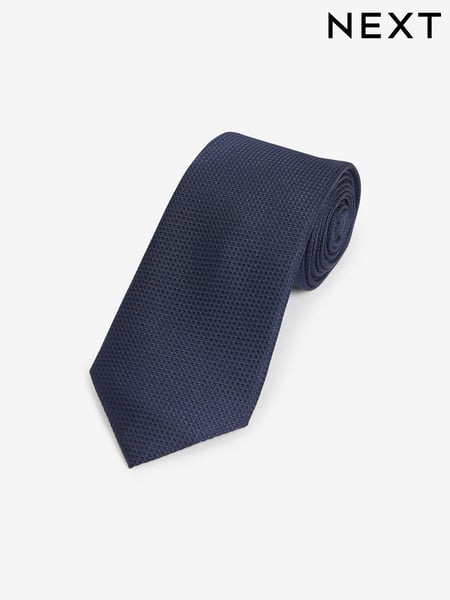Navy Blue Textured Silk Tie (Q88830) | € 13