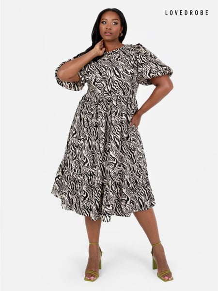 Lovedrobe Animal Print Puff Sleeve Midi Dress (Q89499) | € 18