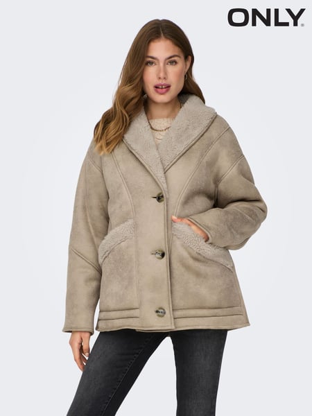 ONLY Cream Aviator Coat With Teddy Borg Lining (Q90958) | € 22