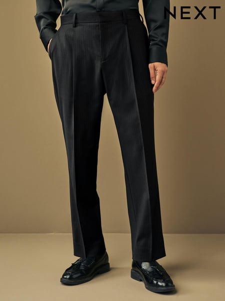 Black Slim Fit Stripe Suit: Trousers (Q91004) | € 16