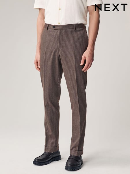Brown Slim Fit Stripe Suit Trousers (Q91015) | € 15