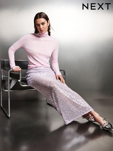 Lilac Purple Sequin Midi Skirt (Q91162) | € 19