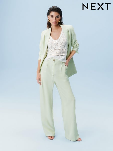 Mint Green Elasticated Back Wide Leg Trousers (Q91186) | € 12