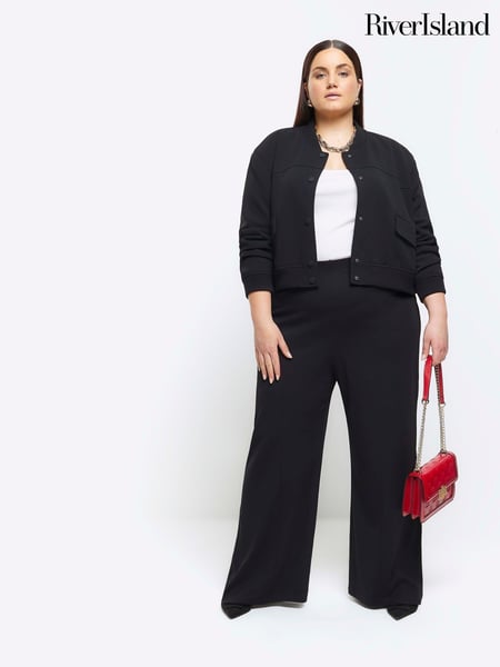 River Island Light Black Curve Stitched Wide Leg Trousers (Q91213) | € 47