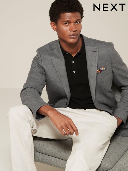 Grey Regular Fit Textured Smart Blazer (Q92006) | € 118