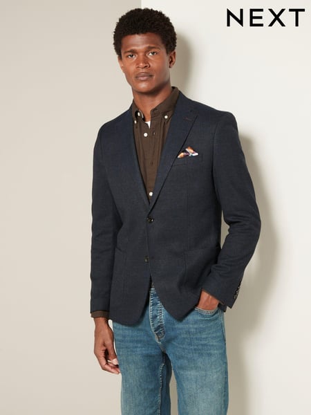 Navy Blue Regular Fit Textured Smart Blazer (Q92011) | € 118