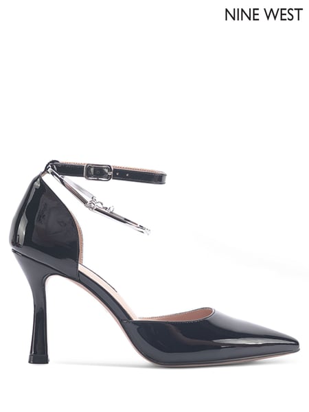 Nine West Womens 'Tibby' Black Ankle Strap Spool Heel Pumps (Q92725) | € 50