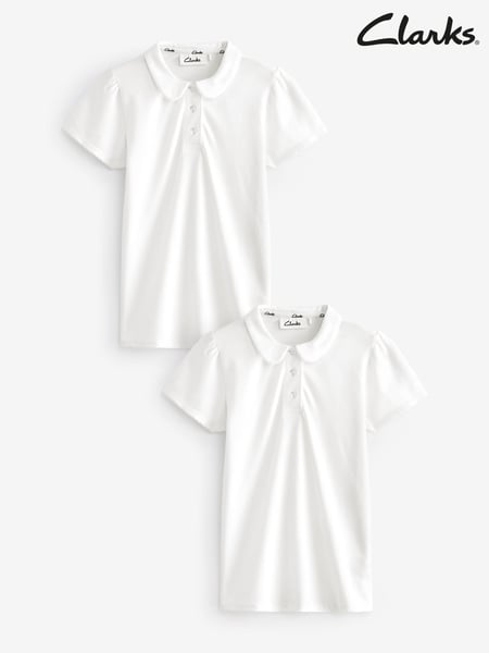 Clarks White Girls Short Sleeve School Shirts 2 Pack (Q93712) | € 19 - € 30