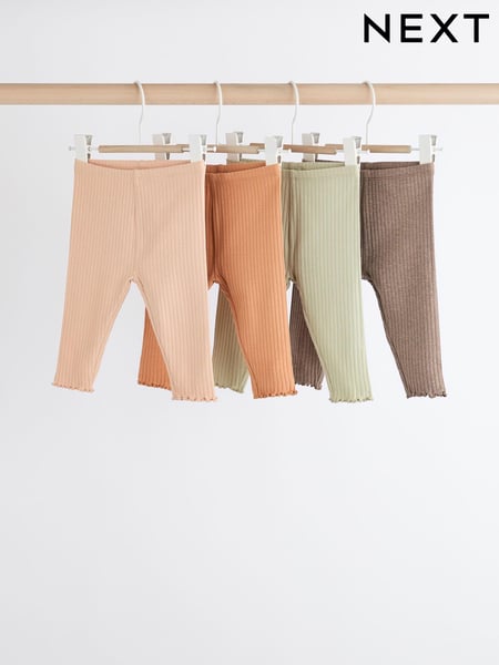 Sage Green Ribbed Baby Leggings 4 Pack (Q95312) | € 12 - € 14