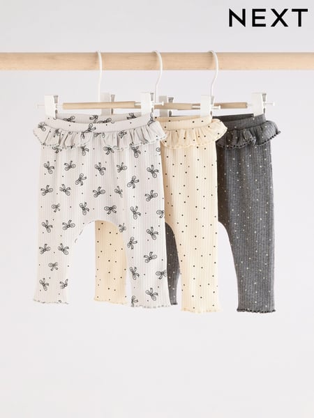 Grey Bow Print Baby Leggings 3 Pack (Q95357) | € 12 - € 14