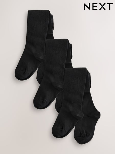 Black Longer Length 3 Pack Cotton Rich School Tights (Q95723) | € 16 - € 23