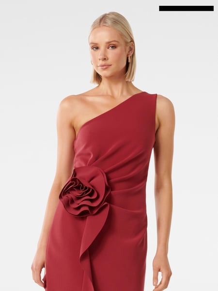 Forever New Red Arabella Rosette Asymmetrical Mini Dress (Q95859) | € 86