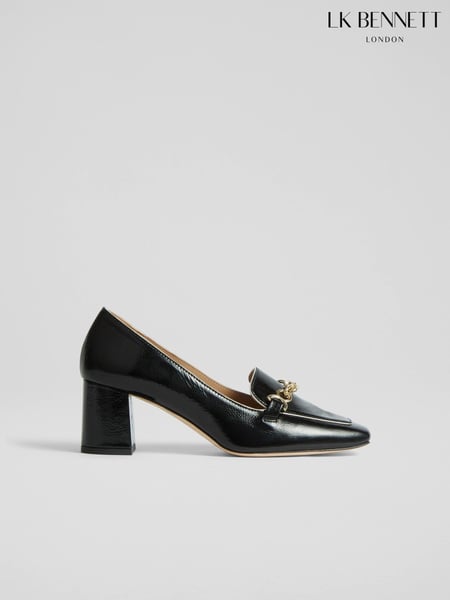 LK Bennett Black Crinkle Patent Leather Johanna Snaffle Courts (Q96334) | € 233