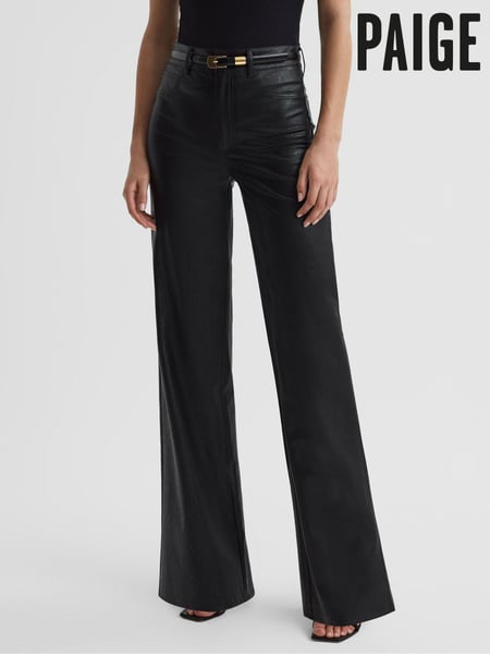 Paige High Rise Leather-Look Wide Leg Jeans (Q96455) | € 452